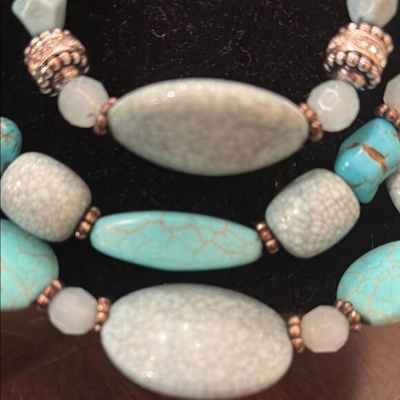 Blue Multi-Strand Beaded Necklace - Picture 3 of 5